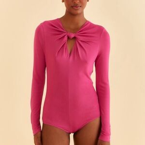 Farm Rio Long Sleeve Knot Bodysuit Size Medium